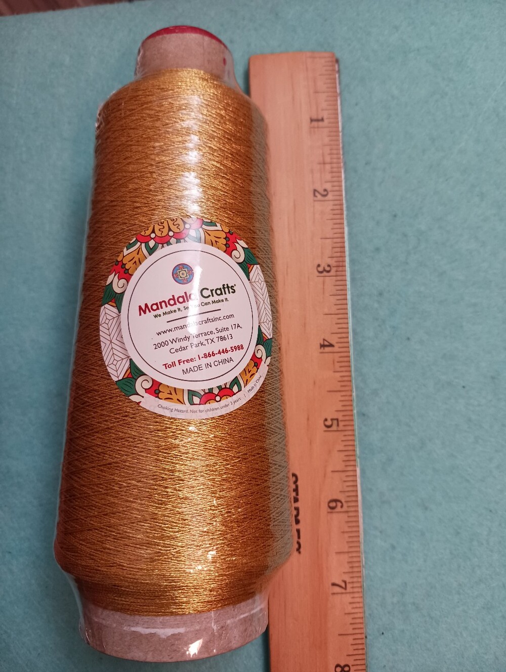 Mandala Crafts Serger Threads Cone Spool - Metallic Gold 150D/2 Polyester New